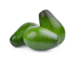 fresh three whole avocado isolated on white background