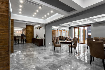 bar in hotel lobby interior