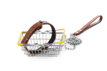 Dog leash isolated on white. close up