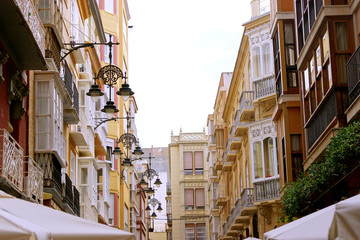 Fototapeta na wymiar Street view in old town Cartagena, Spain.