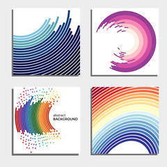 Set of four beautiful abstract backgrounds. Abstract flash light circles. Vector illustration.
