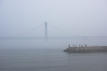 A mordern bridge spanning the sea in Dalian, China