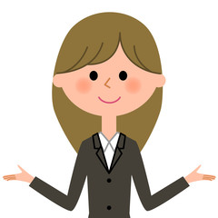 スーツの女性　両手を広げる