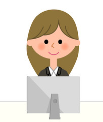 スーツの女性　PC