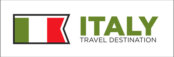Italy travel destination promotional poster with national flag
