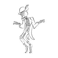 Dancing corpse. Black lineart isolated on white.