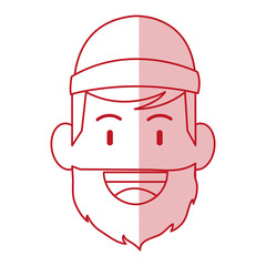 Flat line monocromatic hipster man face over white background vector illustration