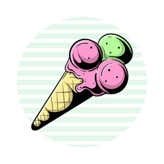Cold and fresh ice creame in doodle style, hand drawn