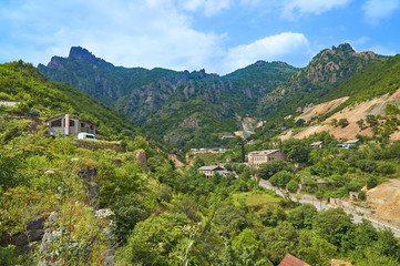 Fototapeta na wymiar Armenian settlement located in mountaines