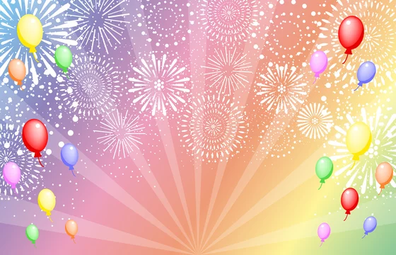 花火 風船 レインボー背景 Stock Vector Adobe Stock