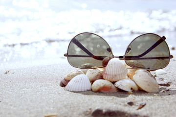 Relax on the sunny Mediterranean seaside. La Manga, Spain.