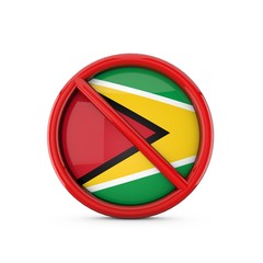 Guyana flag prohibited no entry symbol. 3D Rendering