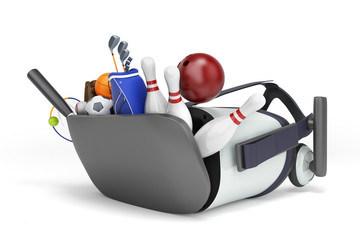 Naklejka premium The concept of sports games in virtual reality 3d render on white background