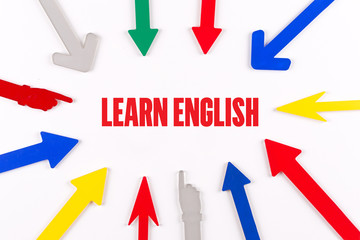 Colorful Arrows Showing to Center with a word LEARN ENGLISH