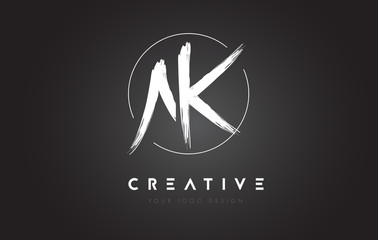 AK Brush Letter Logo Design. Artistic Handwritten Letters Logo Concept.