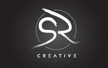 SR Brush Letter Logo Design. Artistic Handwritten Letters Logo Concept.