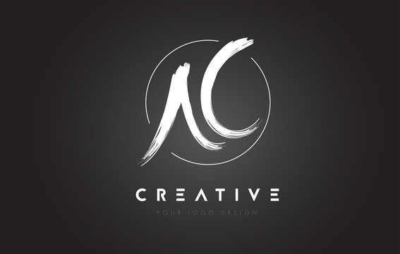 AC Brush Letter Logo Design. Artistic Handwritten Letters Logo Concept.