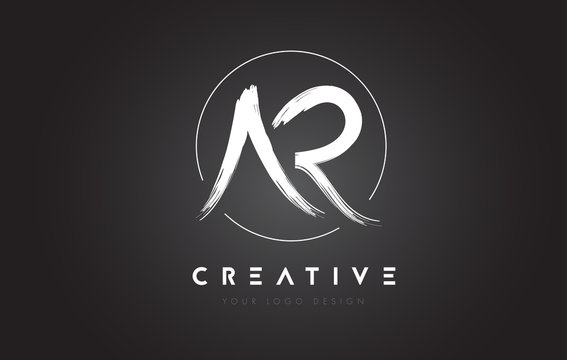 AR Brush Letter Logo Design. Artistic Handwritten Letters Logo Concept.