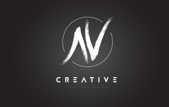 AV Brush Letter Logo Design. Artistic Handwritten Letters Logo Concept.