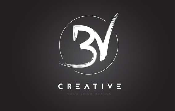 BV Brush Letter Logo Design. Artistic Handwritten Letters Logo Concept.