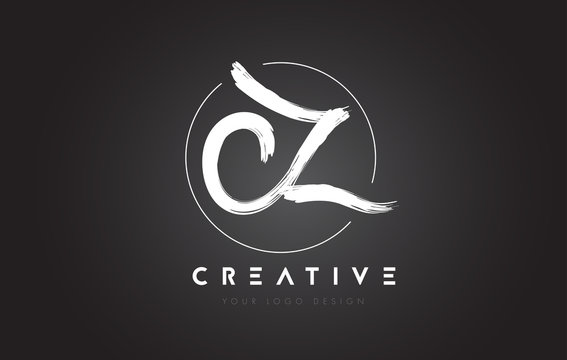 CZ Brush Letter Logo Design. Artistic Handwritten Letters Logo Concept.