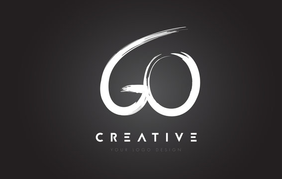 GO Brush Letter Logo Design. Artistic Handwritten Letters Logo Concept.