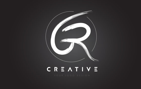 GR Brush Letter Logo Design. Artistic Handwritten Letters Logo Concept.