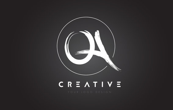 QA Brush Letter Logo Design. Artistic Handwritten Letters Logo Concept.