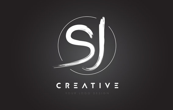 SJ Brush Letter Logo Design. Artistic Handwritten Letters Logo Concept.