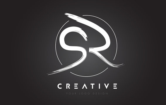 SR Brush Letter Logo Design. Artistic Handwritten Letters Logo Concept.