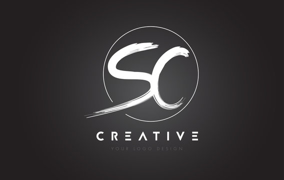 SC Brush Letter Logo Design. Artistic Handwritten Letters Logo Concept.
