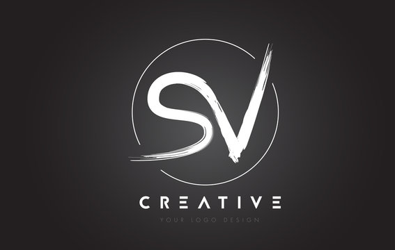 SV Brush Letter Logo Design. Artistic Handwritten Letters Logo Concept.