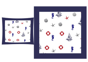 Watercolor drawing sea theme