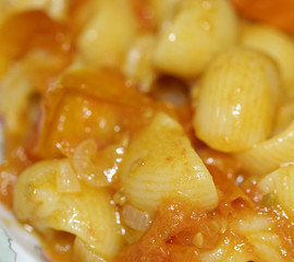 detail of italian psta with tomato sauce