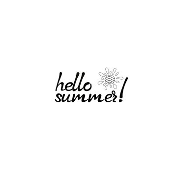 Hello summer card. Hand drawn lettering