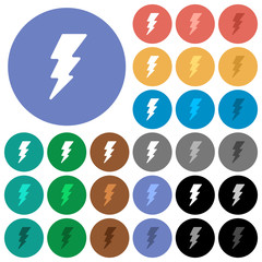 Lightning energy round flat multi colored icons