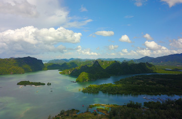 The south of Langkawi island, Malaysia, aerial view from the drone