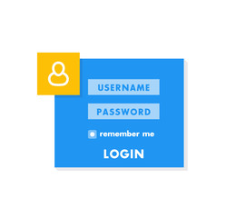 Login window, page template for website, flat style