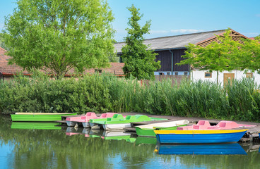 Boat ready for rent on the water