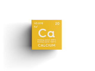 Calcium. Alkaline earth metals. Chemical Element of Mendeleev's Periodic Table. Calcium in square...