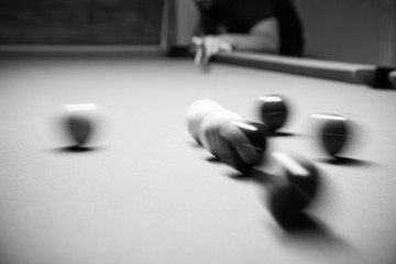  Retro style photo from a billiards balls, Noise added for real film effect,8ball Rack,Black and...