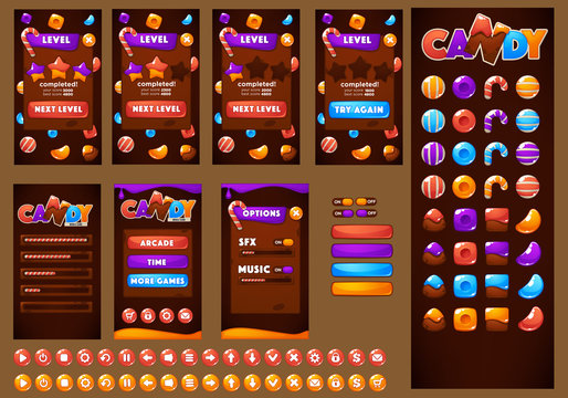 Sweet, glossy and fun, Candy and Chocolate,, bubble shooter, match 3, arcade, mobile game asset