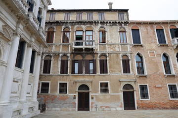 colorful houses and street view in Venice, Italy
