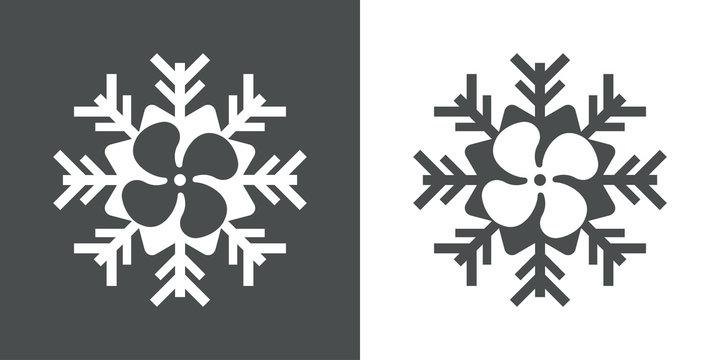 Icono plano helice en simbolo frio gris y blanco