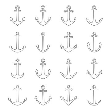 Set of anchors, vector illustration