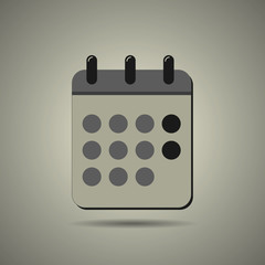Calendar icon in flat style, black and white colors, isolated, EPS 10