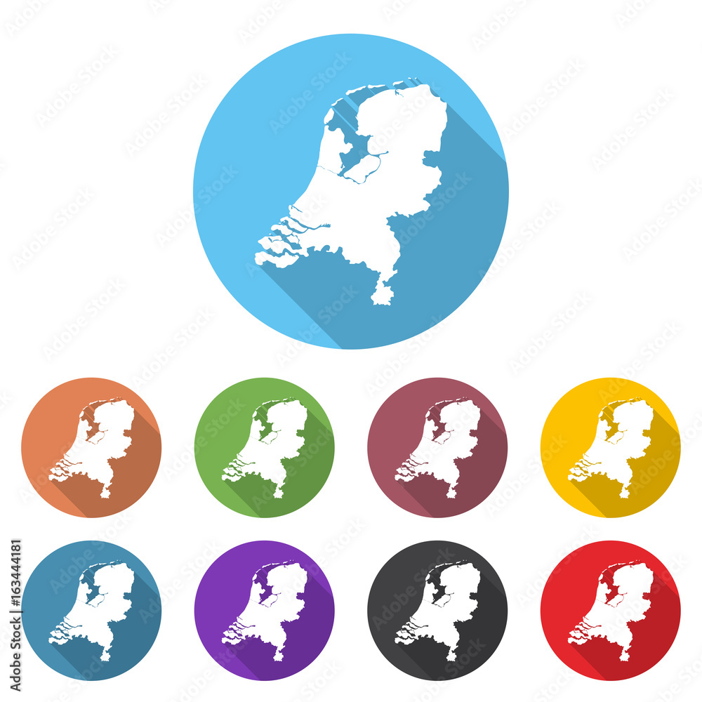 Aufkleber set of icons netherland map in a flat design