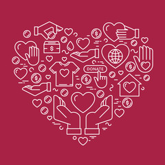 Charity and donation heart set