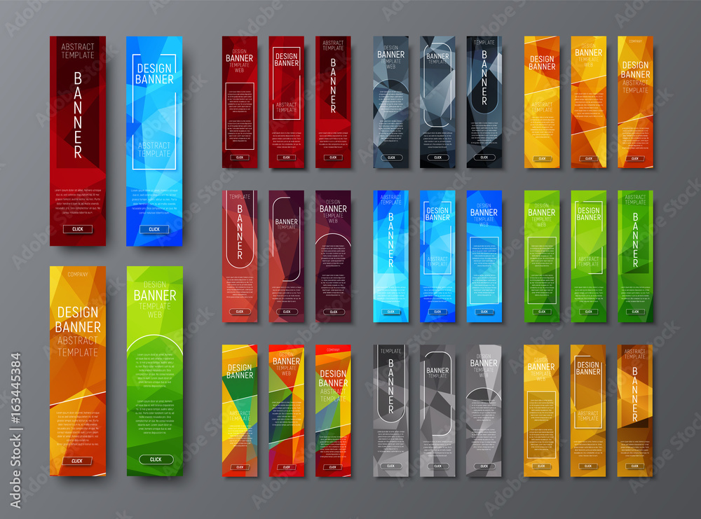 Aufkleber Templates of vertical web banners with a polygonal color background