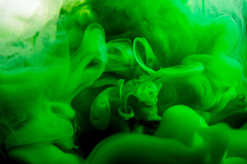 green ink in water isolated on white background